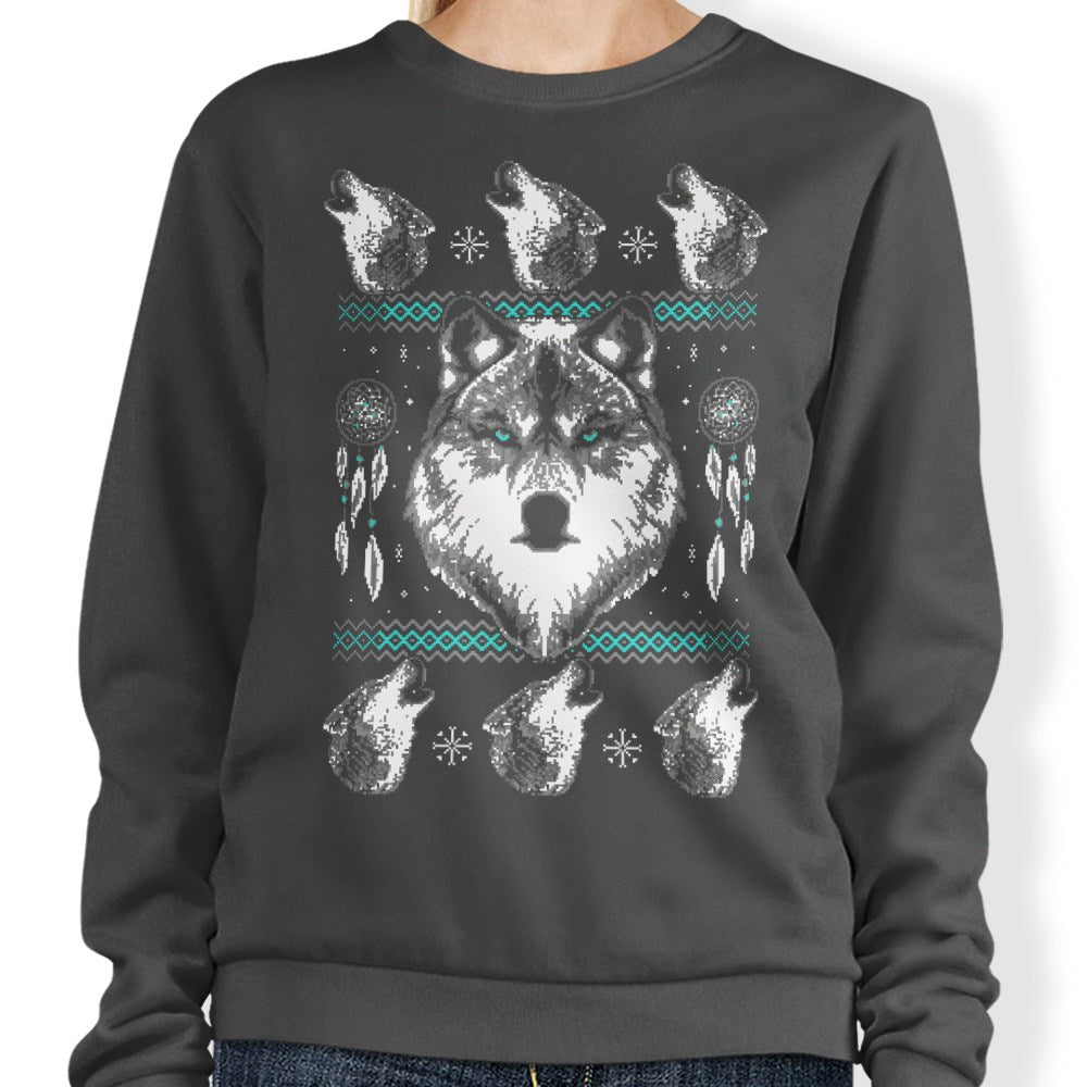 Festive Merry Wolfmas Crewneck Sweatshirt for All Sizes