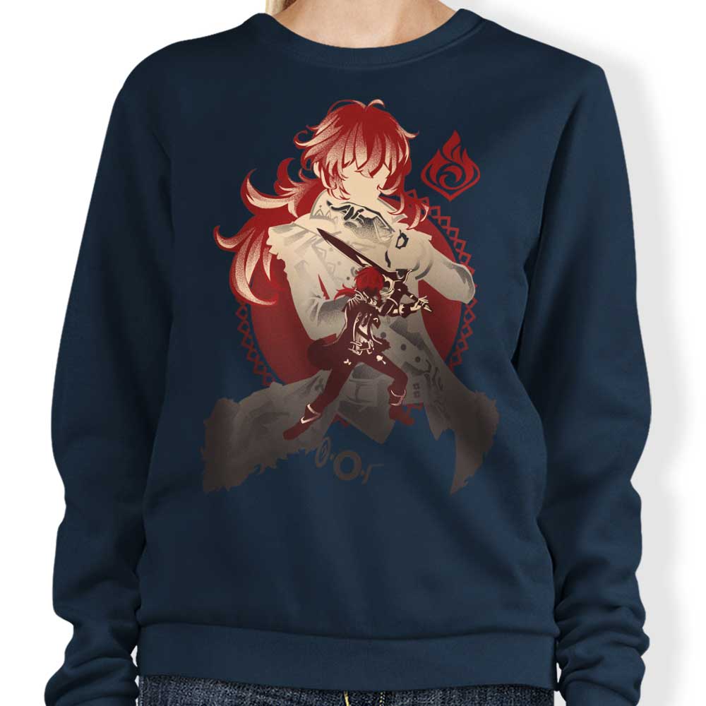Diluc's Dark Side of Dawn Crewneck Sweatshirt by Hypertwenty