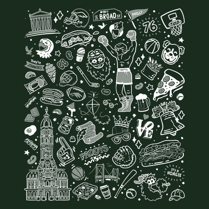 Dark Green Philly Icons Stylish Sweatshirt