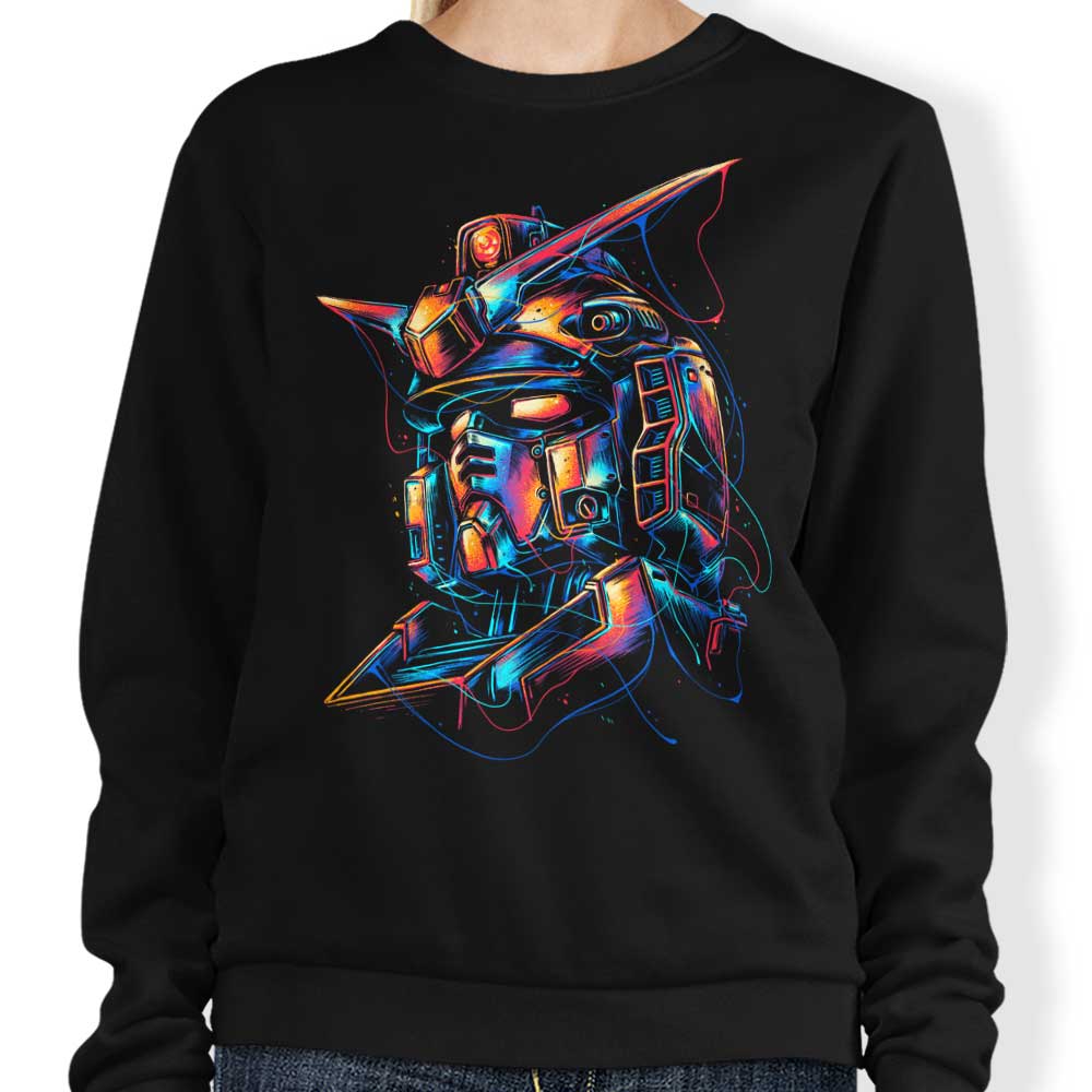 Vibrant Mecha Design Crewneck Sweatshirt in S - 4XL Sizes
