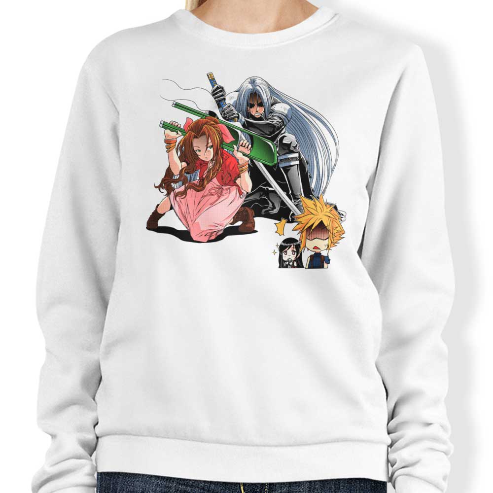 Aerith's Ultimate Weapon Design Crewneck Sweatshirt - Premium Apparel from Coinbox Tees