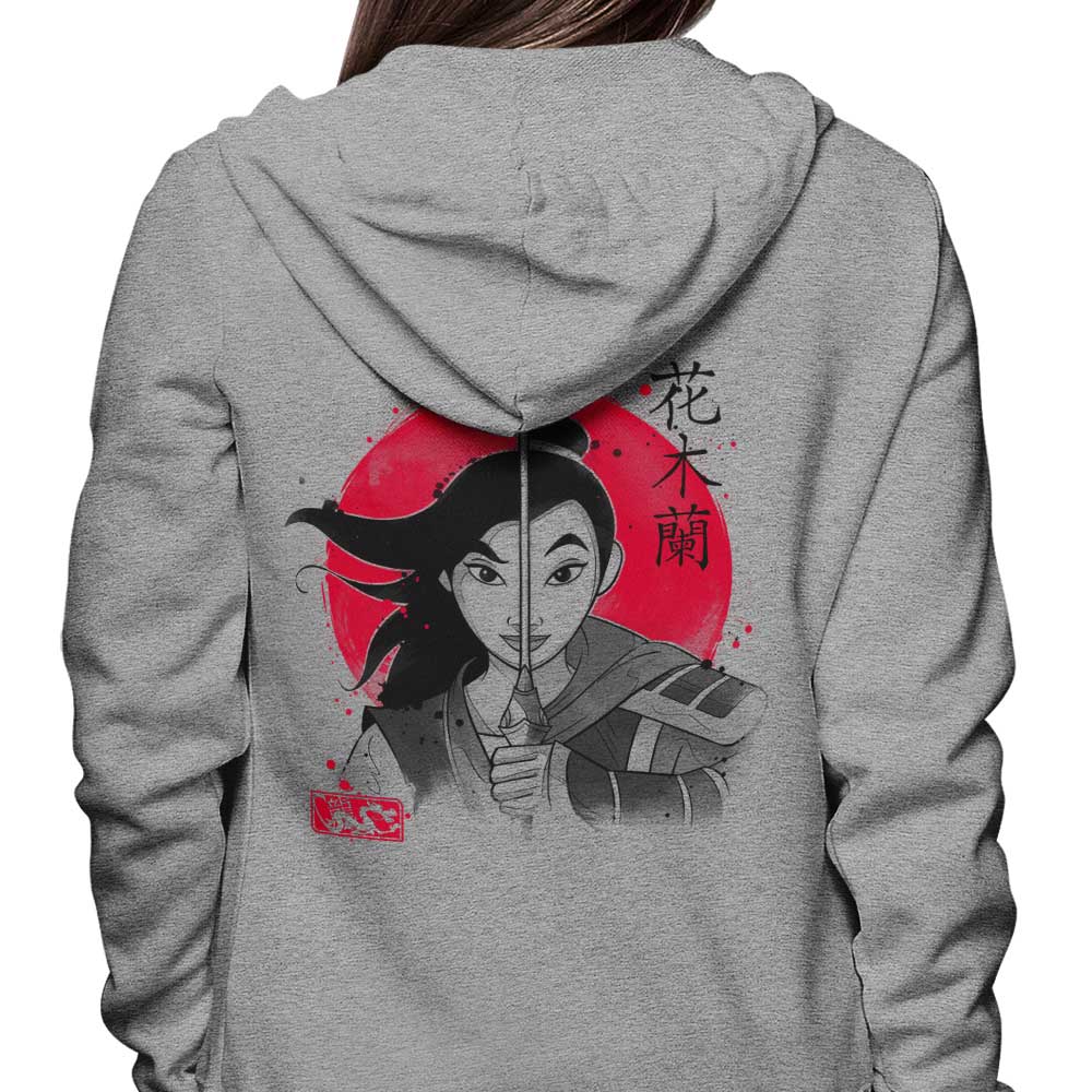 Warrior Princess Sumi-e Inspired Zip-Up and Pullover Hoodies