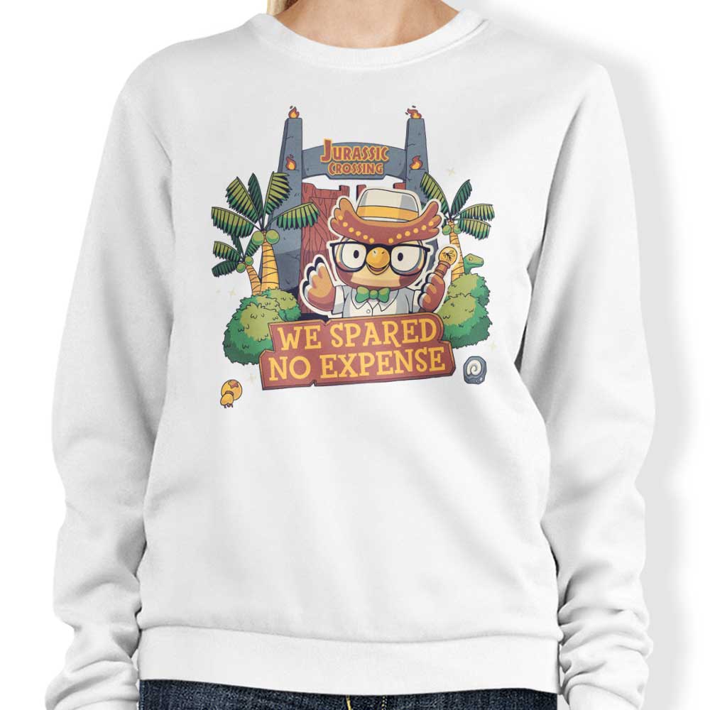 Geekydog's Comfortable Jurassic Crossing Crewneck Sweatshirt in S - 4XL Sizes