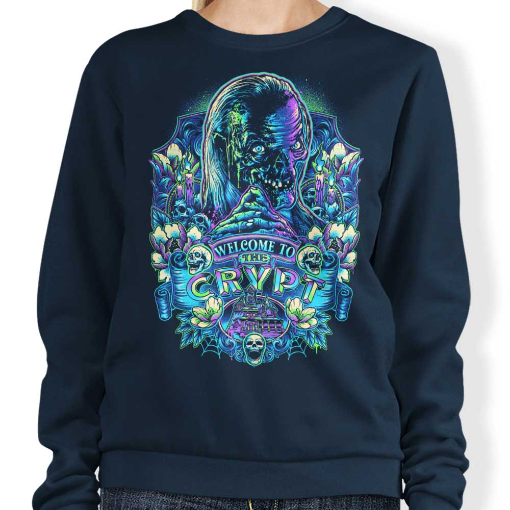 Glitchygorilla's 'Welcome to the Crypt' Crewneck Sweatshirt in S - 4XL Sizes