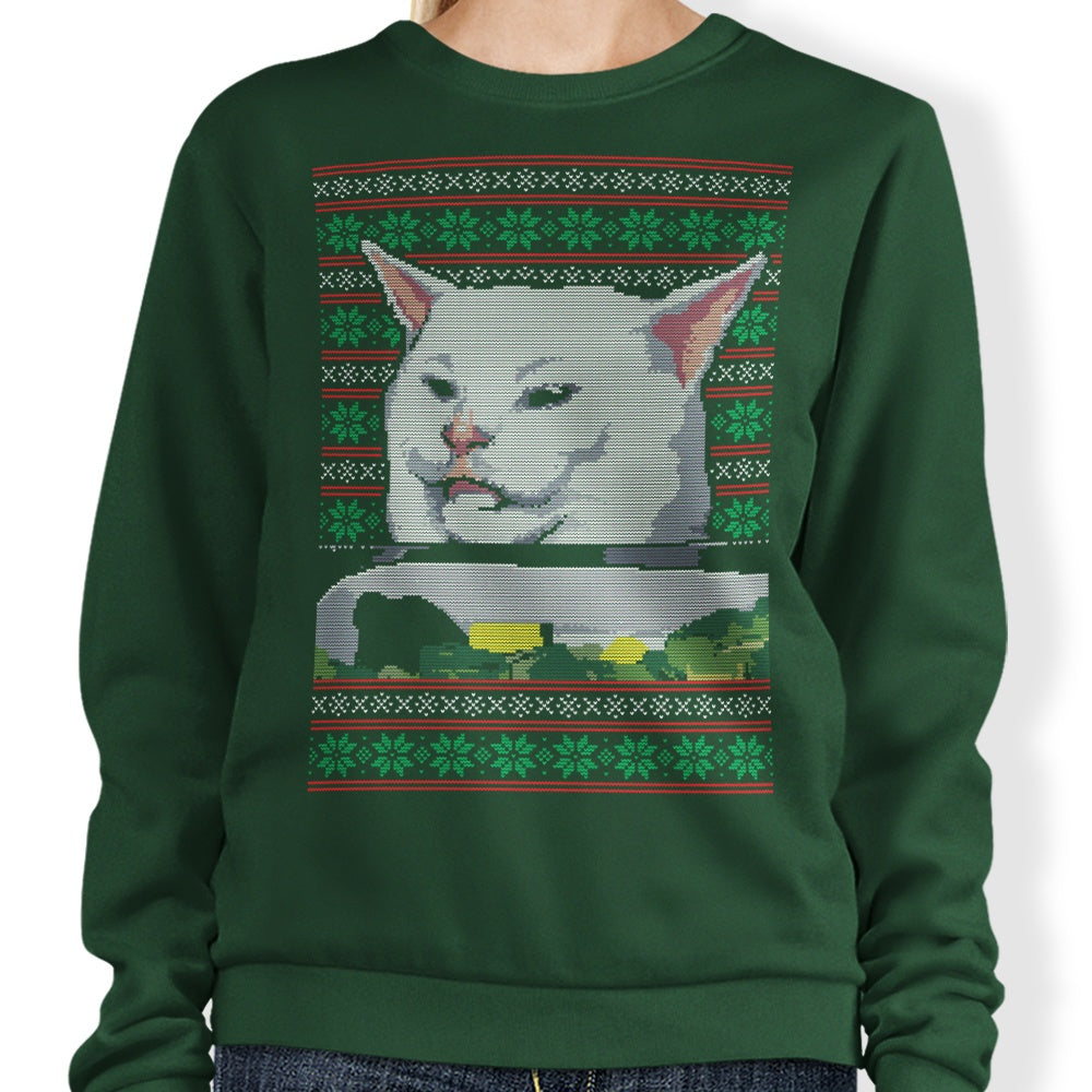 Cozy Crewneck Cat Yelled at Sweatshirt in S - 4XL Sizes