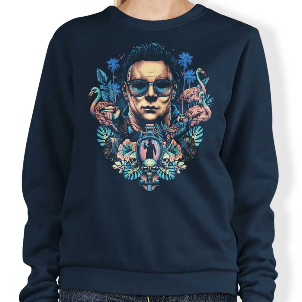 Glitchygorilla Tropical Slasher Crewneck Sweatshirt for Men and Women in Multiple Sizes