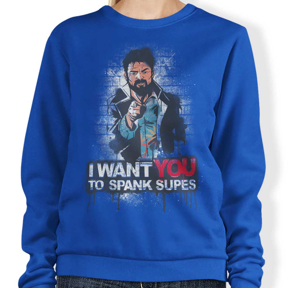 Getsousa Spank Supes Crewneck Sweatshirt for Men and Women in Sizes from S to 4XL