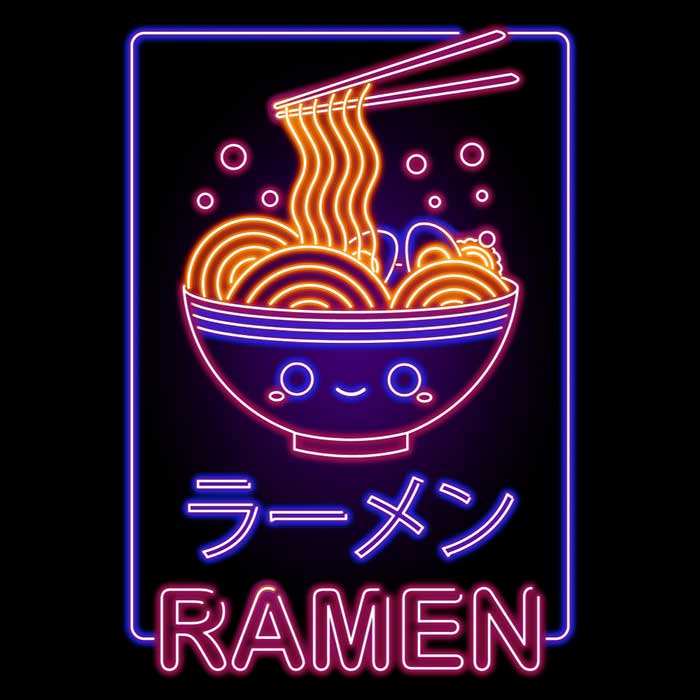 Donnie Illustrations Neon Ramen Crewneck Sweatshirt in S - 4XL Sizes