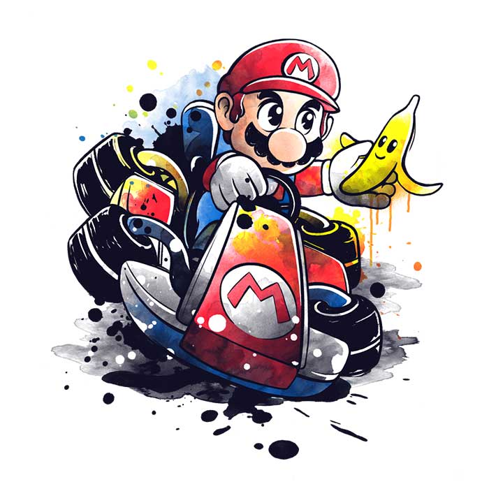 Watercolor Go Kart Crewneck Sweatshirt in S - 4XL Sizes