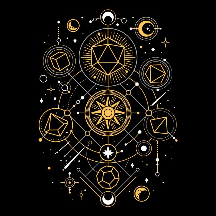 Enchanting Mystical Dice Chart Sweatshirt for Magic Lovers