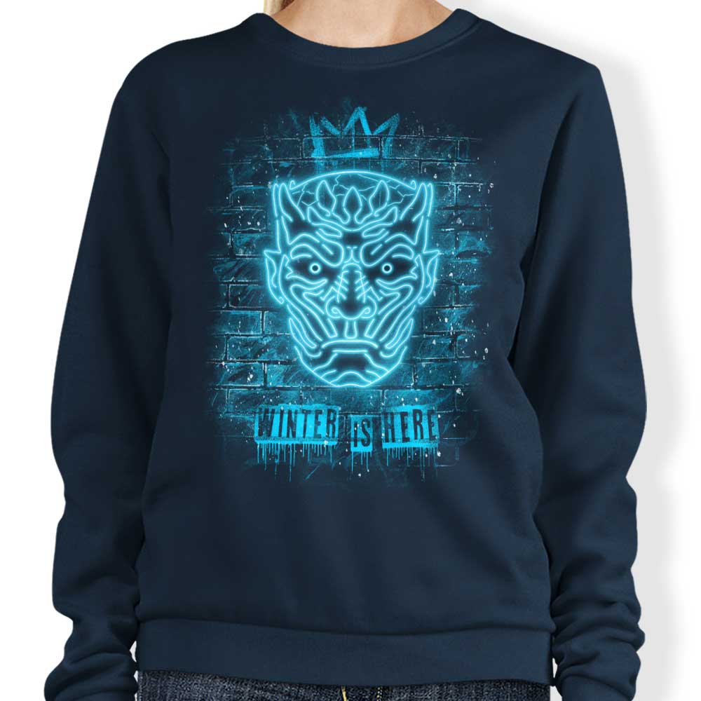 Alemaglia's Neon Ice King Comfortable Crewneck Sweatshirt