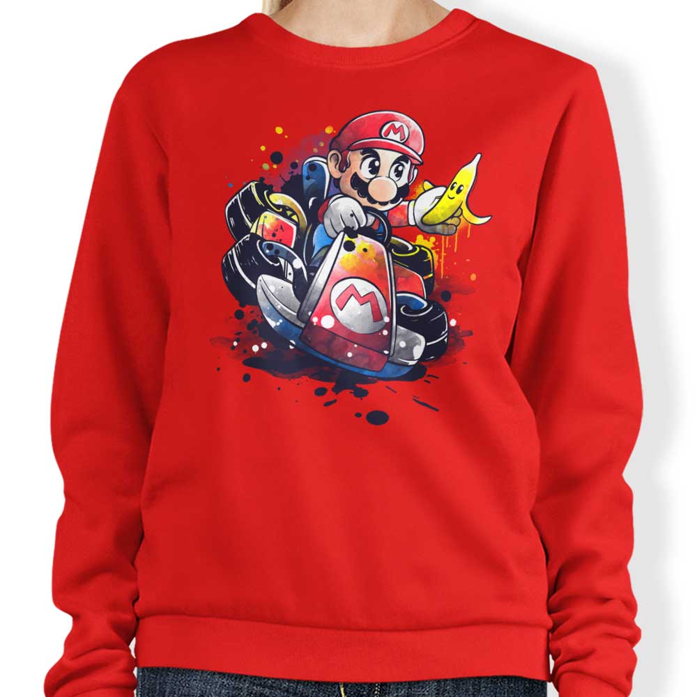 Watercolor Go Kart Crewneck Sweatshirt in S - 4XL Sizes