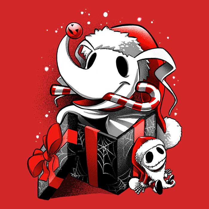 Alemaglia Women's Christmas Ghost Dog T-Shirts - S to 4XL
