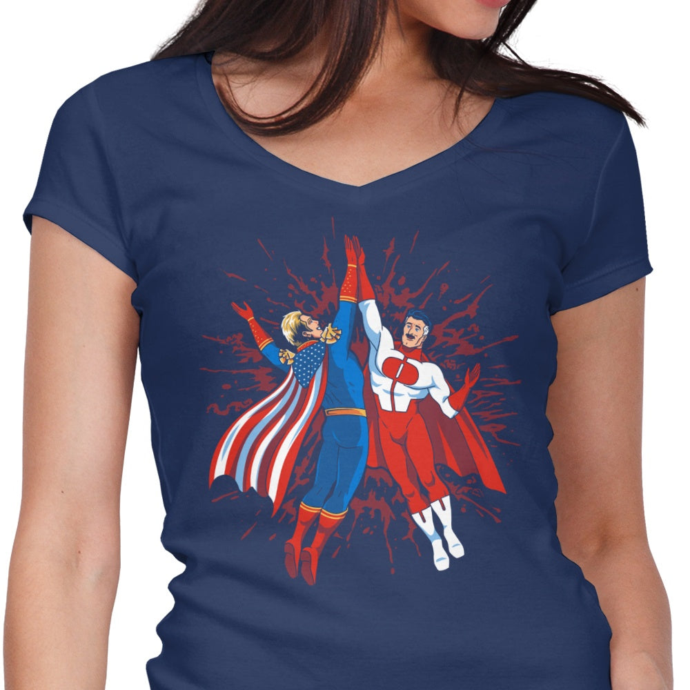 Prime Premne Design's Super Maniac Friends Women's Stylish V-Neck Top