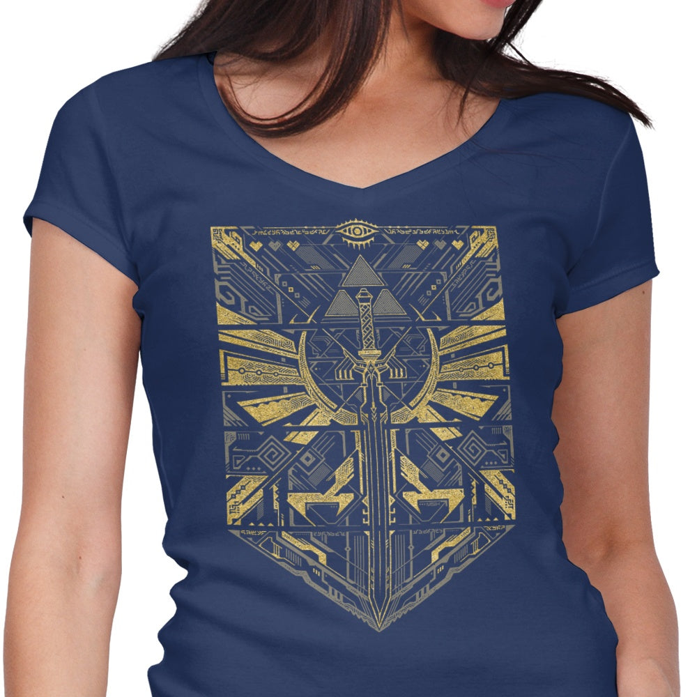 StudioM6 Women's Stylish V-Neck Cyber Hero Gold Top