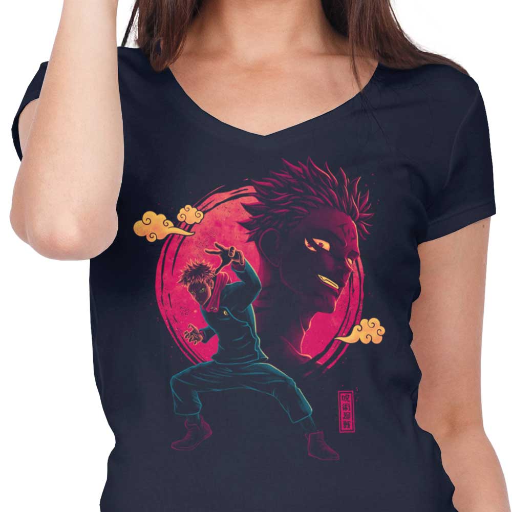 Women's V-Neck T-Shirt - The King of Curses Design