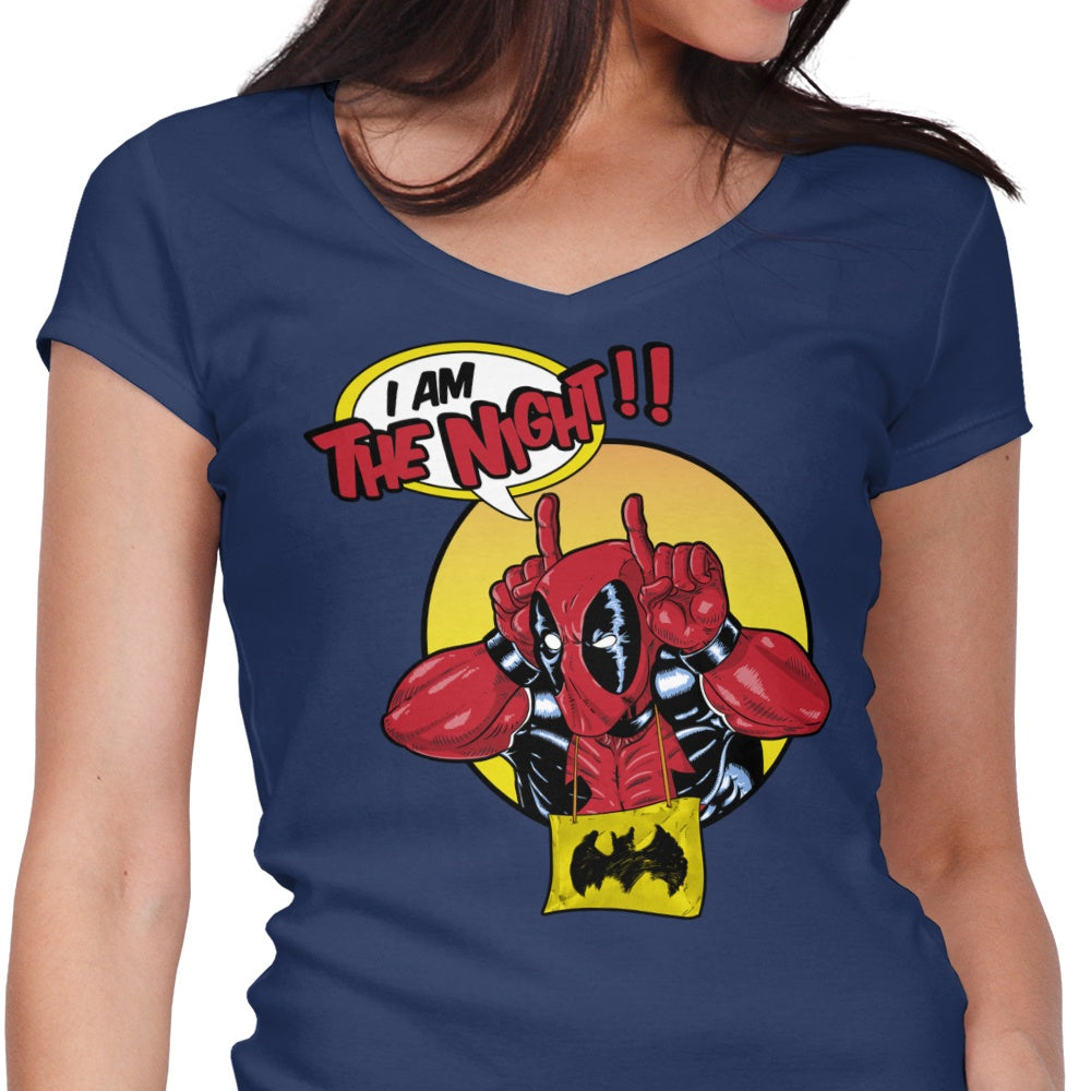 Women's Stylish V-Neck T-Shirt - 'I'm the Night' Collection by Skullpy