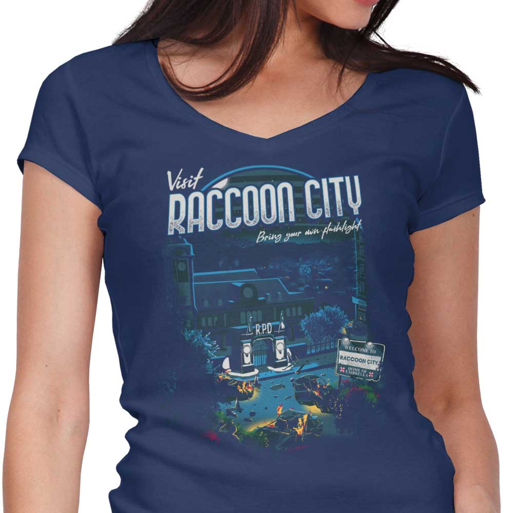 Explore Raccoon City - Women's Stylish V-Neck Top