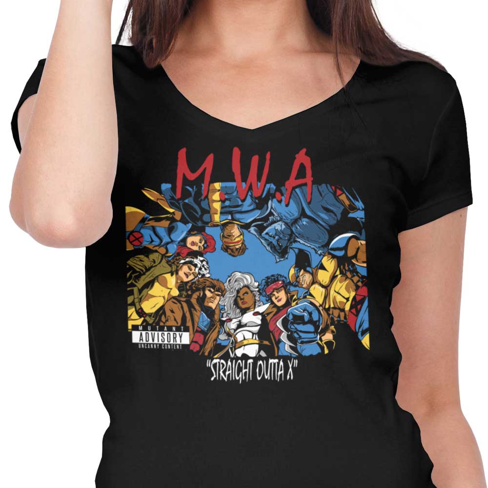 Women's Stylish V-Neck T-Shirt - Straight Outta X Design