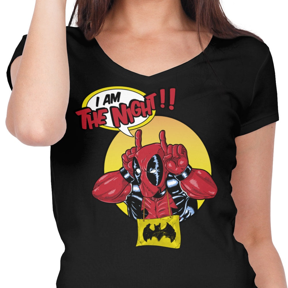 Women's Stylish V-Neck T-Shirt - 'I'm the Night' Collection by Skullpy