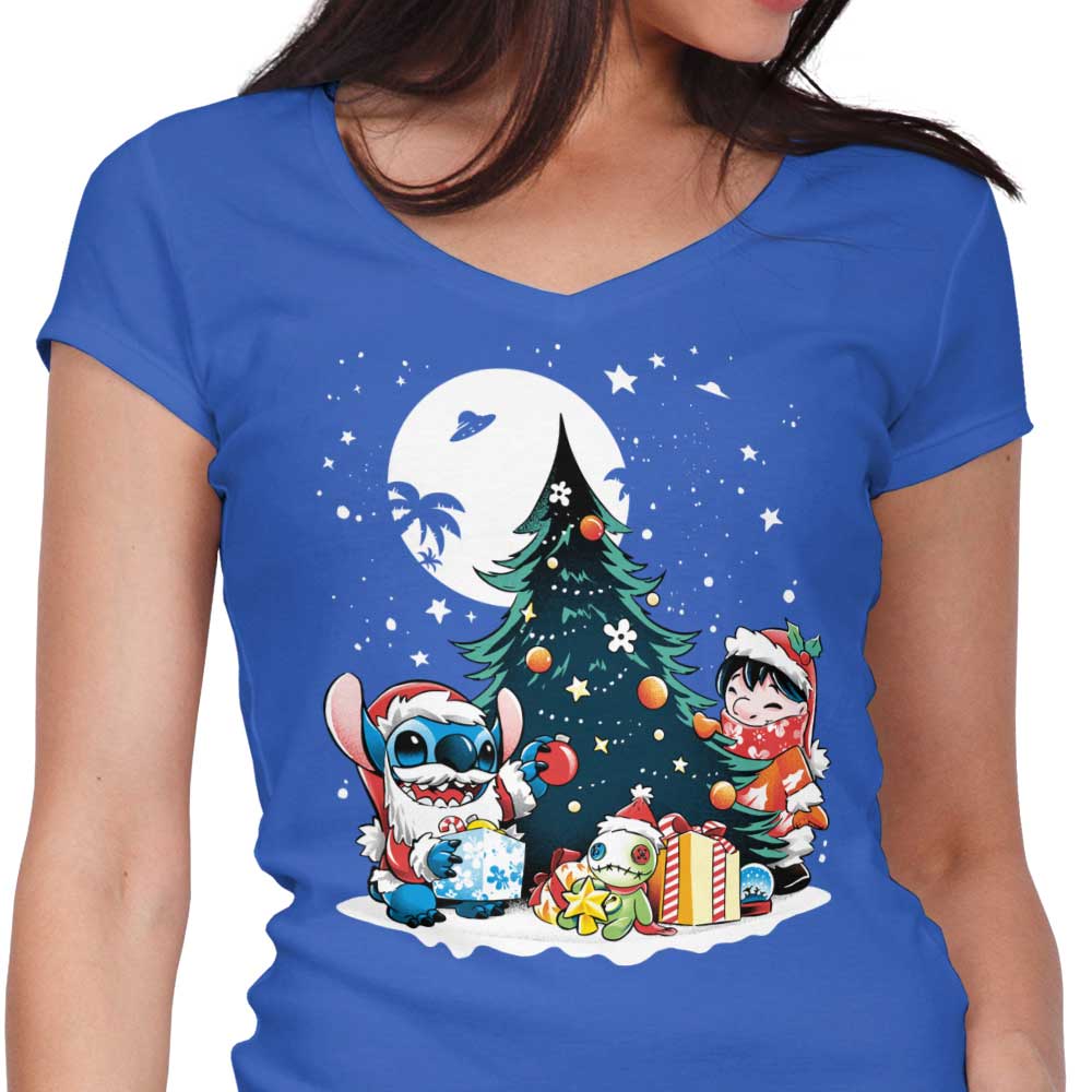 Stylish Christmas Ohana Women's V-Neck Top for Festive Occasions