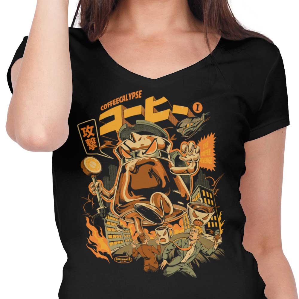 Ilustrata's Coffeecalypse Women's V-Neck T-Shirt