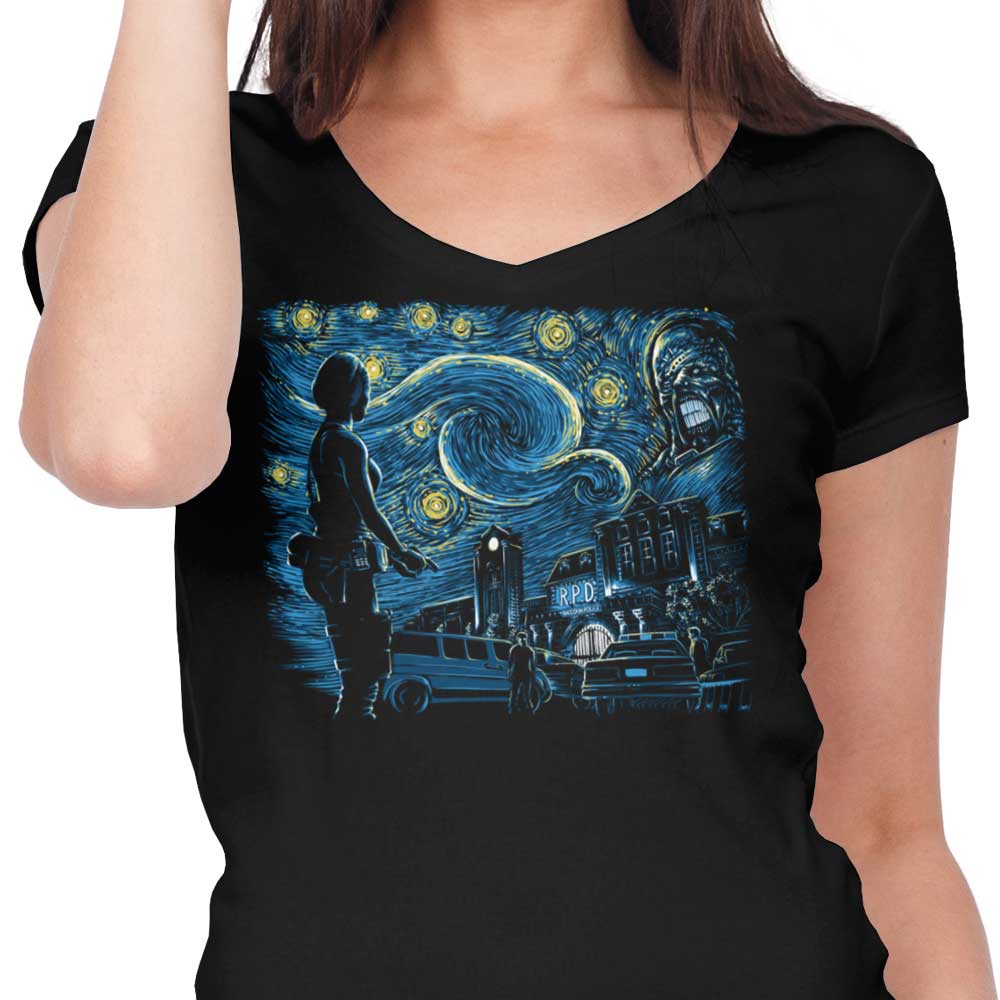 Enchanting Starry Evil Women's V - Neck T - Shirt