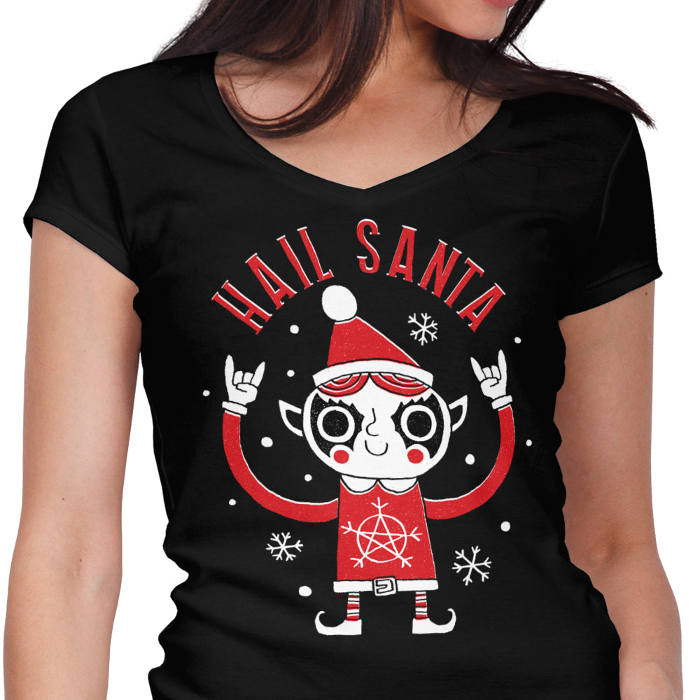 DinoMike's Stylish Women's V-Neck Santa Worship Top
