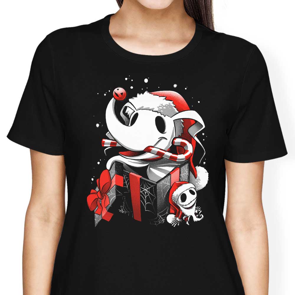 Alemaglia Women's Christmas Ghost Dog T-Shirts - S to 4XL