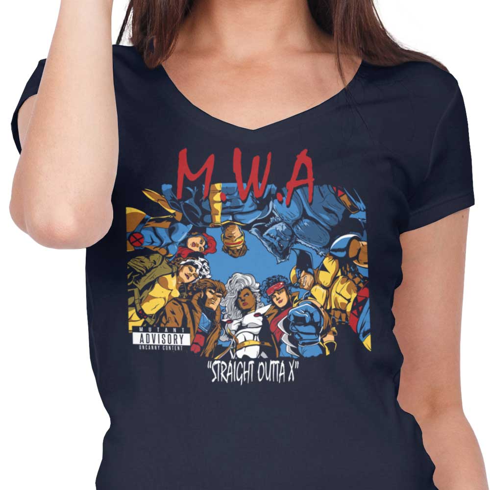 Women's Stylish V-Neck T-Shirt - Straight Outta X Design