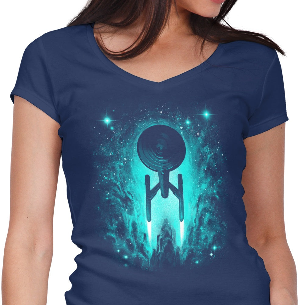 Alemaglia's Women's V-Neck 'Space Journeys' T-Shirt