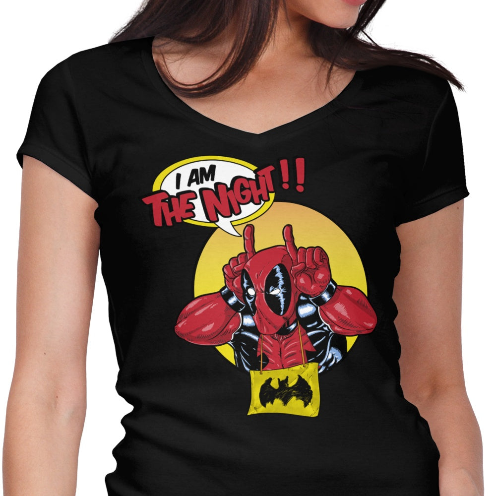 Women's Stylish V-Neck T-Shirt - 'I'm the Night' Collection by Skullpy