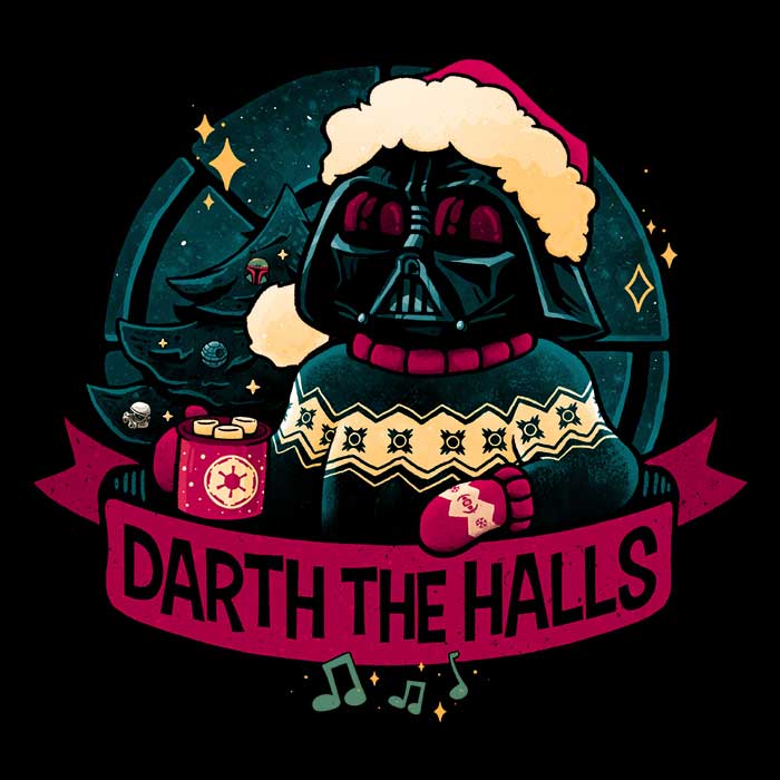 Stylish Women's V-Neck 'Darth the Halls' Tee