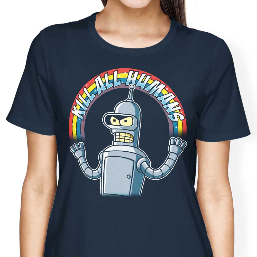 Gleaming Metal Robot Design Women's Clothing Apparel