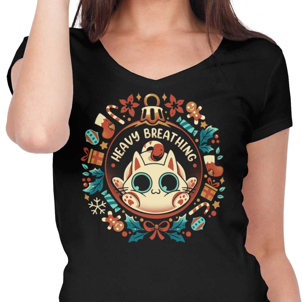 Women's Cat - Resistant V - Neck Christmas Top