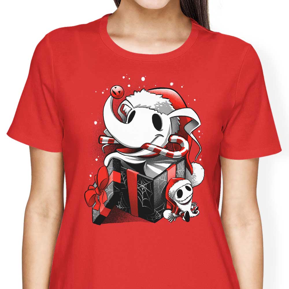 Alemaglia Women's Christmas Ghost Dog T-Shirts - S to 4XL