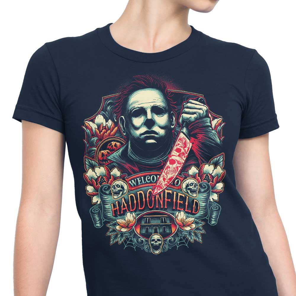 Glitchygorilla's 'Welcome to Haddonfield' Women's Fashionable T-Shirts