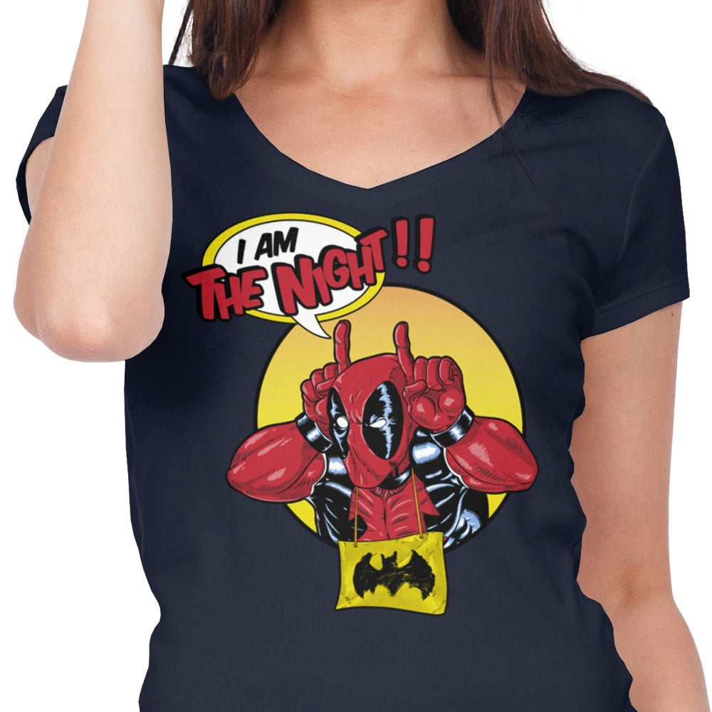Women's Stylish V-Neck T-Shirt - 'I'm the Night' Collection by Skullpy