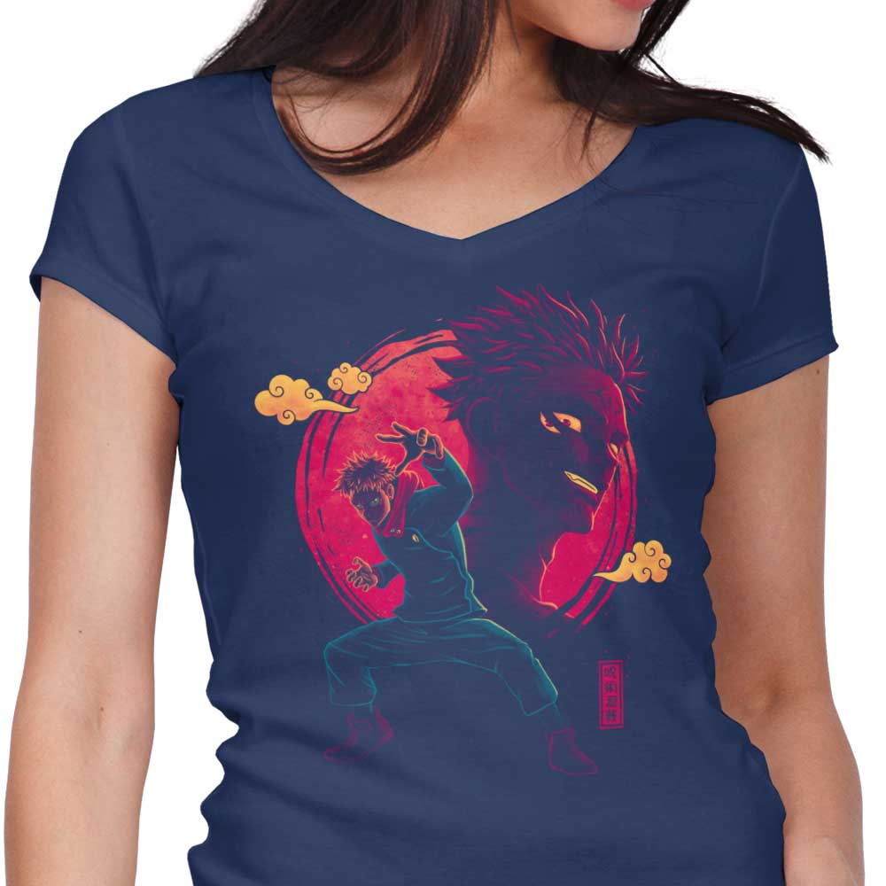 Women's V-Neck T-Shirt - The King of Curses Design