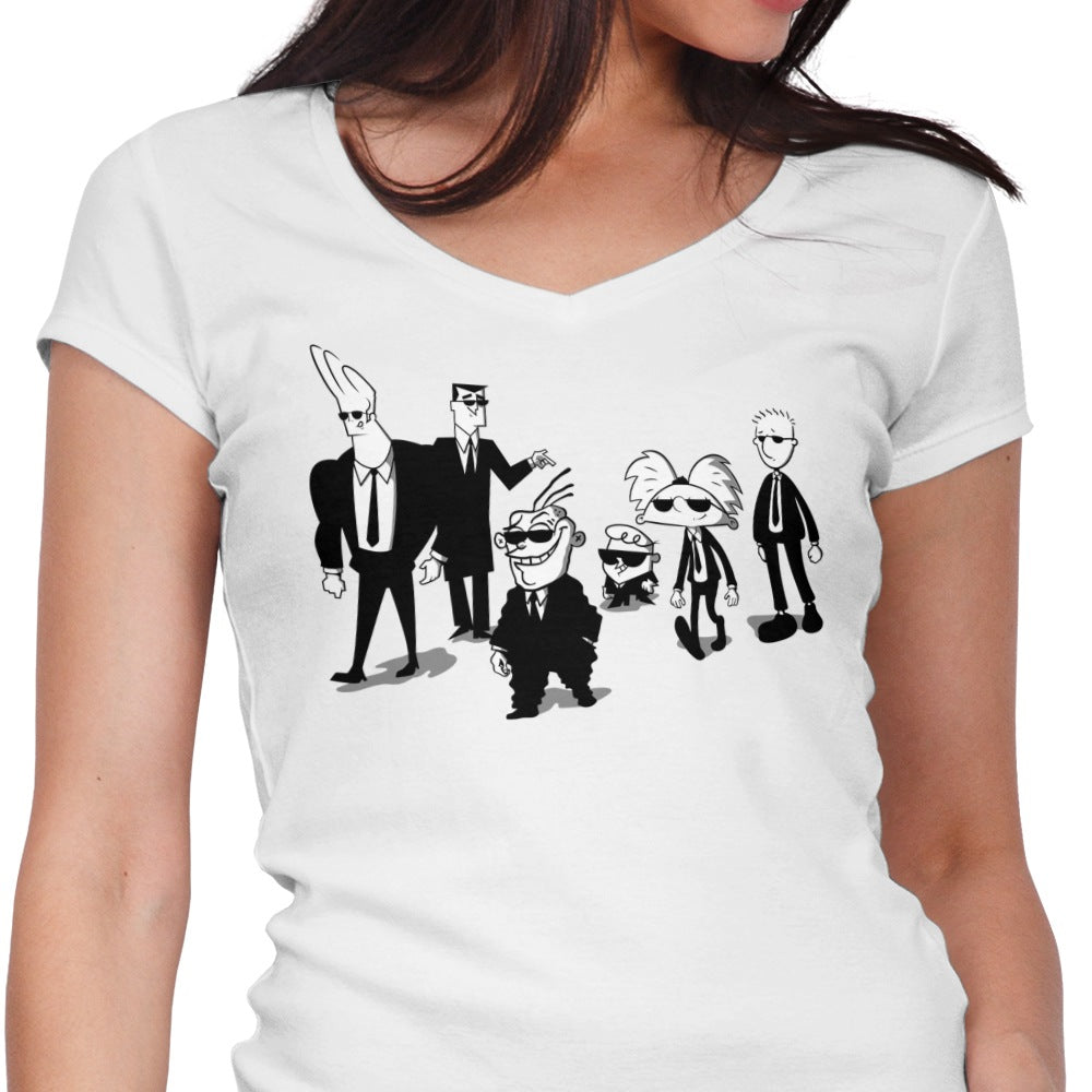 Stylish Demonigote Women's V-Neck Reservoir Cartoons T-Shirt