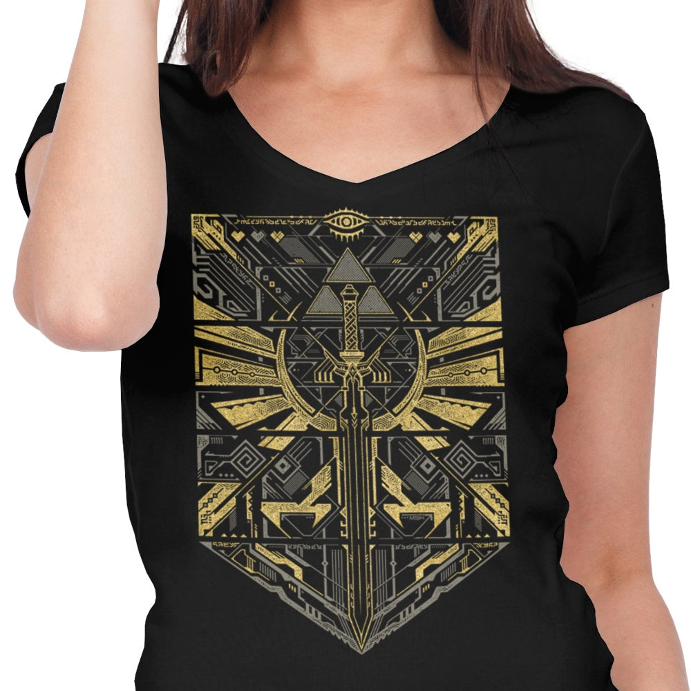 StudioM6 Women's Stylish V-Neck Cyber Hero Gold Top