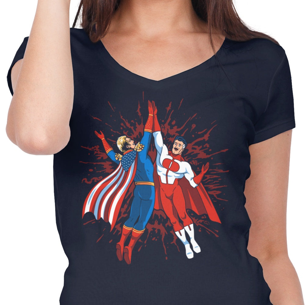Prime Premne Design's Super Maniac Friends Women's Stylish V-Neck Top
