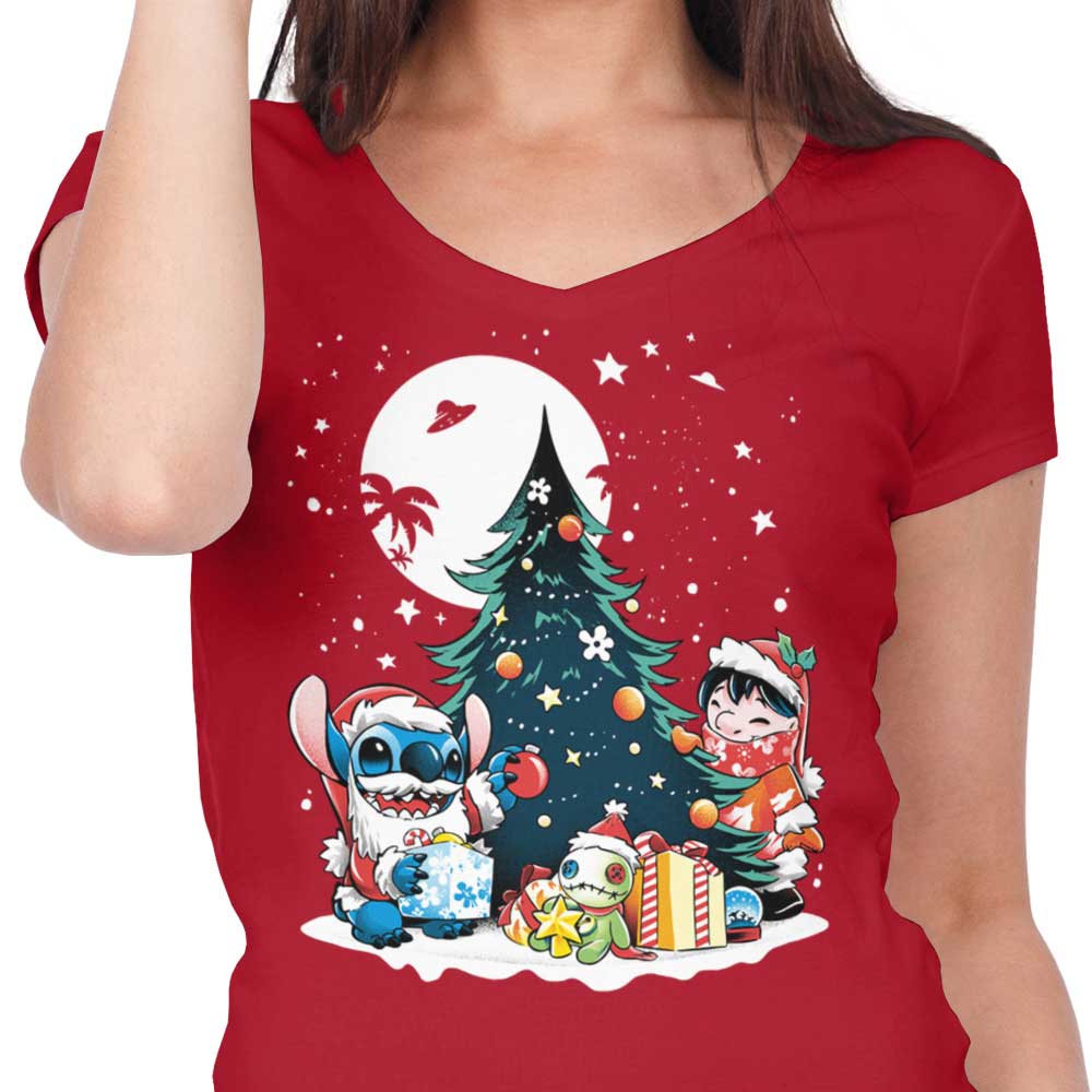 Stylish Christmas Ohana Women's V-Neck Top for Festive Occasions
