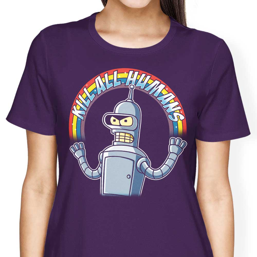 Gleaming Metal Robot Design Women's Clothing Apparel