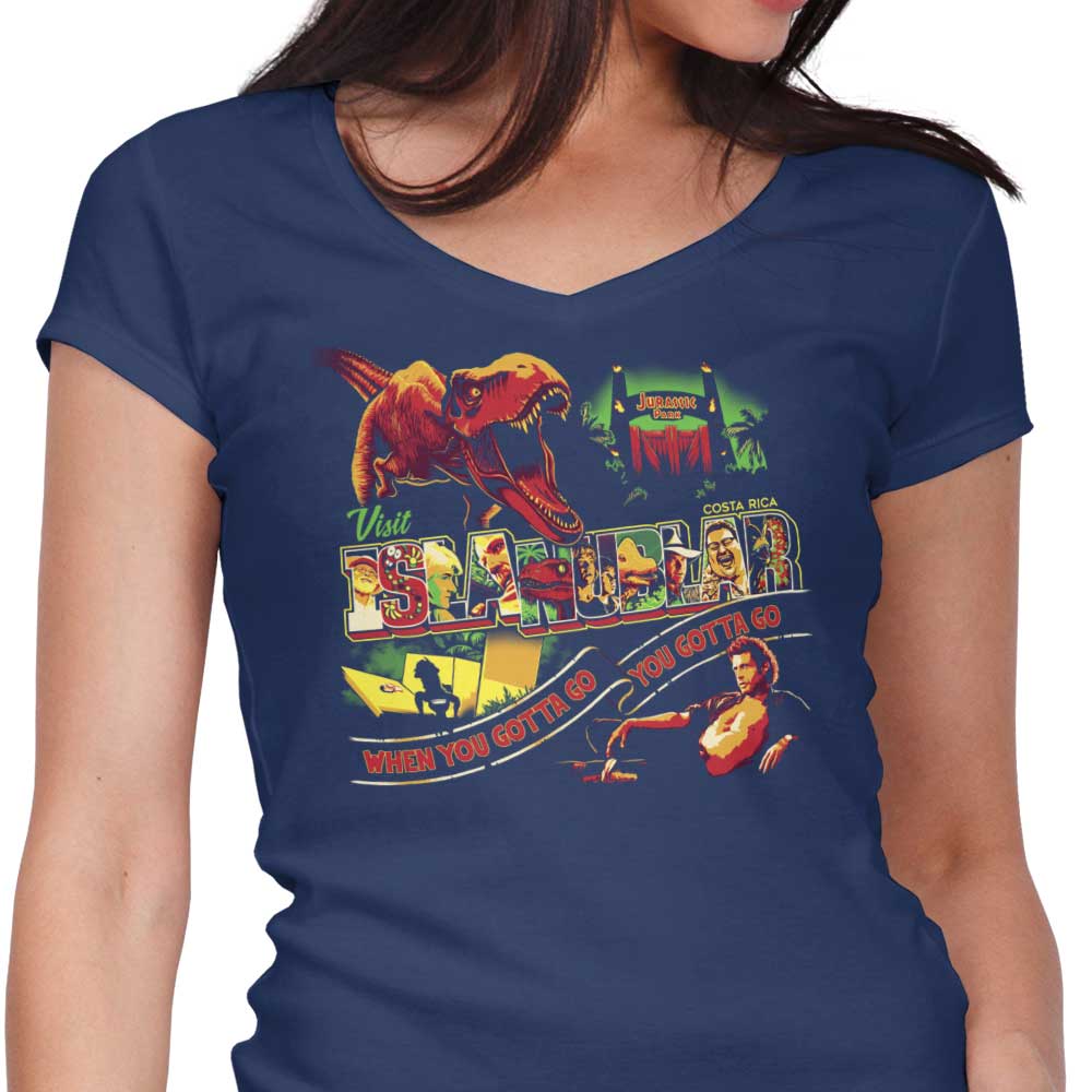 Women's Stylish V-Neck T-Shirt for Visiting Isla Nublar