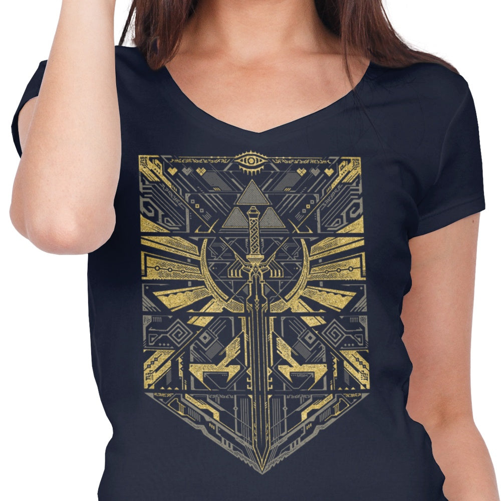 StudioM6 Women's Stylish V-Neck Cyber Hero Gold Top