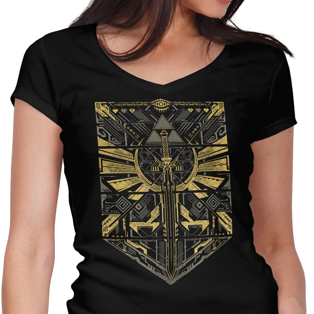 StudioM6 Women's Stylish V-Neck Cyber Hero Gold Top