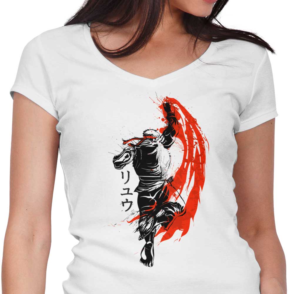 Stylish Women's V-Neck Traditional Fighter T-Shirt