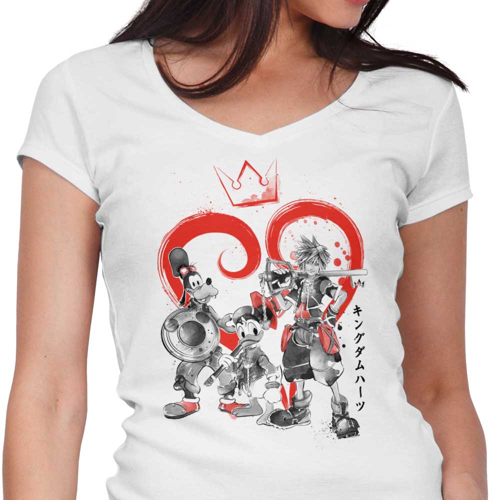 Stylish Kingdom Sumi-e Women's V-Neck Apparel