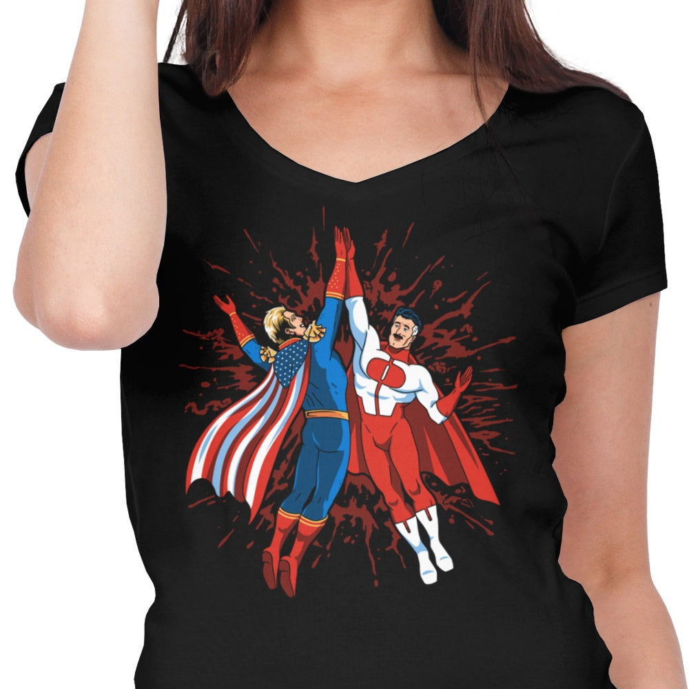 Prime Premne Design's Super Maniac Friends Women's Stylish V-Neck Top